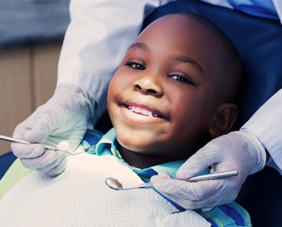 Little boy smiling during dental checkup
