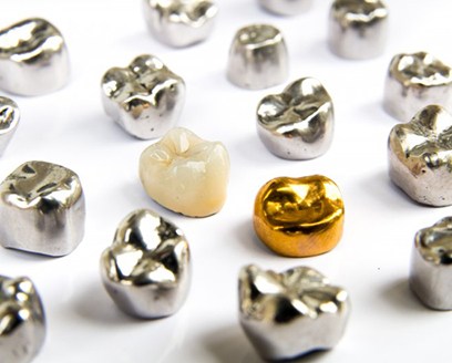 Dental crowns made of various materials