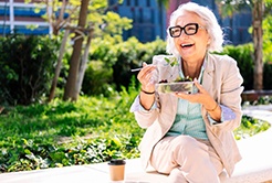 Lady enjoys salad