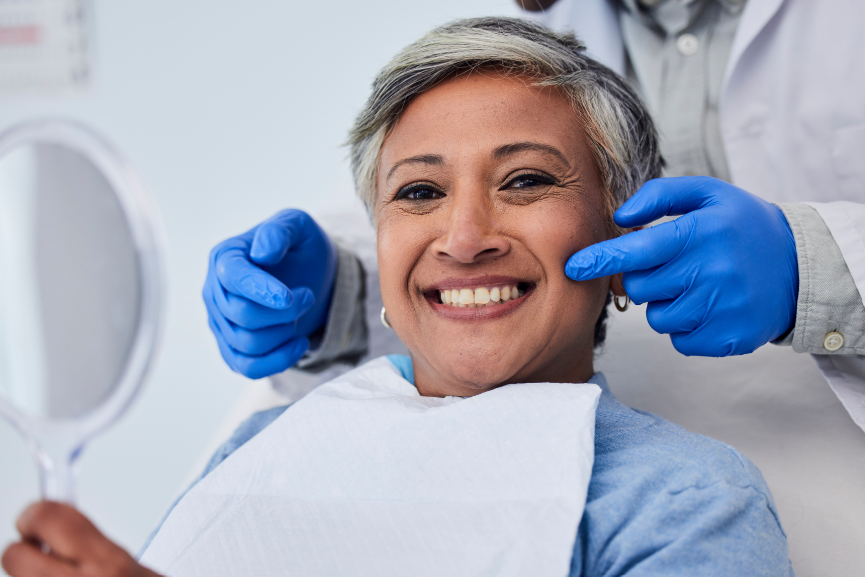 Woman smiling in dental chair